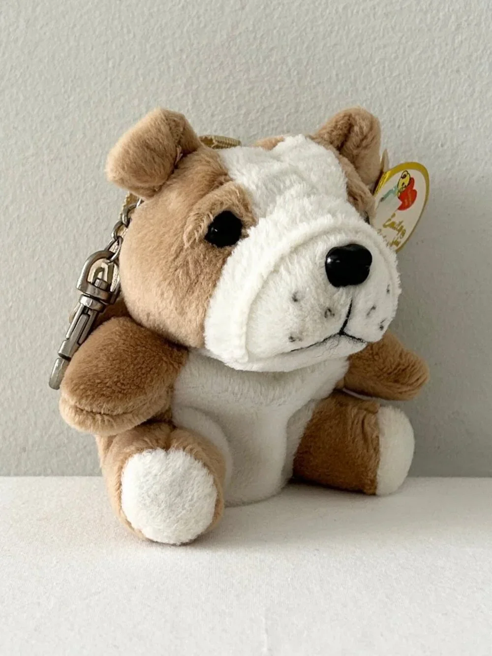 Vintage Bulldog Coin Purse Plush 5” Dog Backpack Belt Bag Charm Key Chain NOS